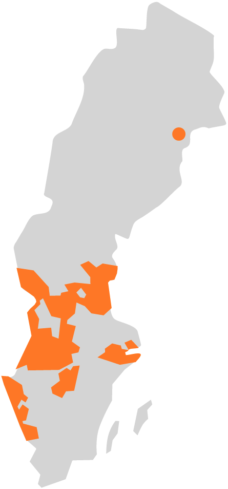 Karta över Ellevios elnätsområden